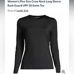 Lands End Crew Neck Long Sleeve Rash Guard UPF 50 Swim Tee